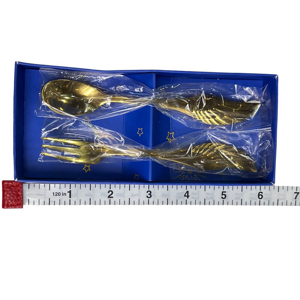 Angel Wings Children's Fork & Spoon Cutlery Gift Set Stainless Steel Gold Plated - Picture 14 of 14